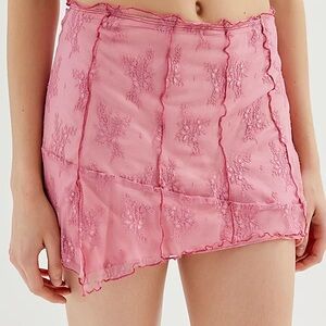 Pink Lace Mini Skirt